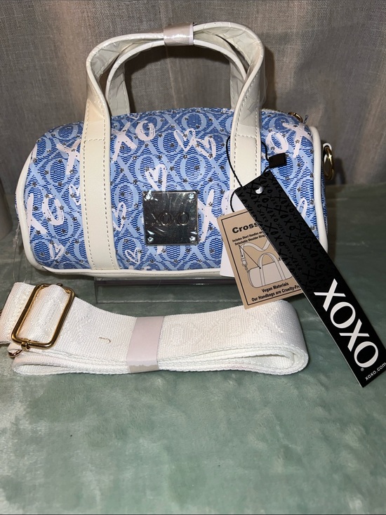 XOXO Handbags - XOXO Blue & White Logo Cylinder Mini Satchel